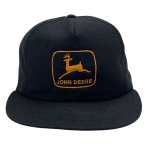 Vintage John Deere Snapback Hat Louisville MFG Co Black Yellow USA Made (H27)